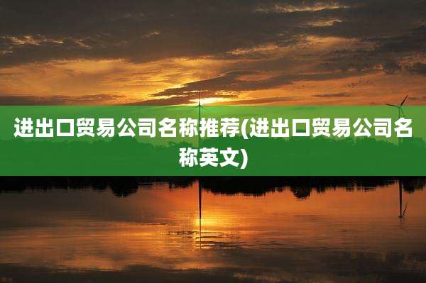 进出口贸易公司名称推荐(进出口贸易公司名称英文)