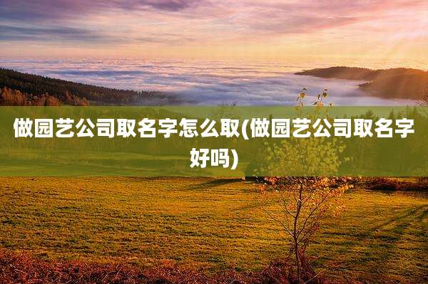 做园艺公司取名字怎么取(做园艺公司取名字好吗)