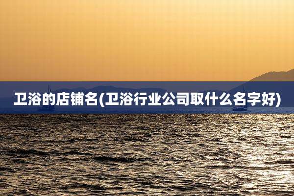 卫浴的店铺名(卫浴行业公司取什么名字好)