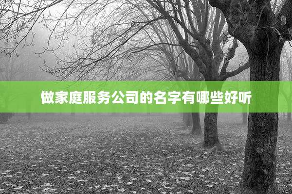 做家庭服务公司的名字有哪些好听