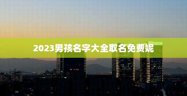 2023男孩名字大全取名免费妮