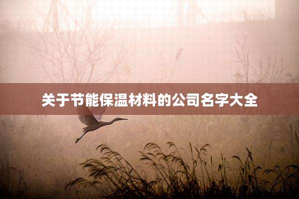 关于节能保温材料的公司名字大全