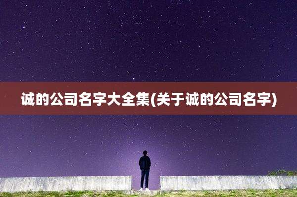 诚的公司名字大全集(关于诚的公司名字)