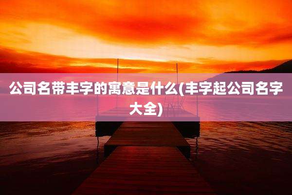 公司名带丰字的寓意是什么(丰字起公司名字大全)