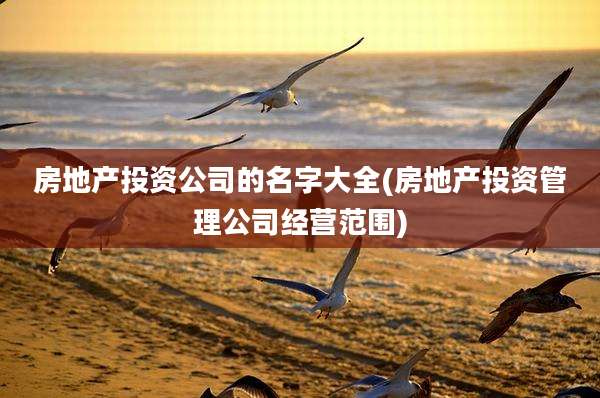 房地产投资公司的名字大全(房地产投资管理公司经营范围)