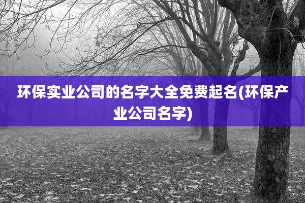 环保实业公司的名字大全免费起名(环保产业公司名字)