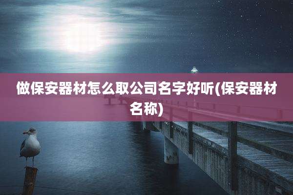 做保安器材怎么取公司名字好听(保安器材名称)