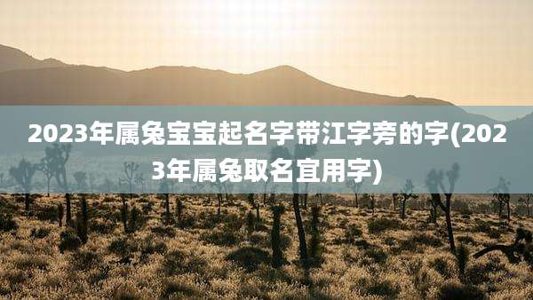 2023年属兔宝宝起名字带江字旁的字(2023年属兔取名宜用字)