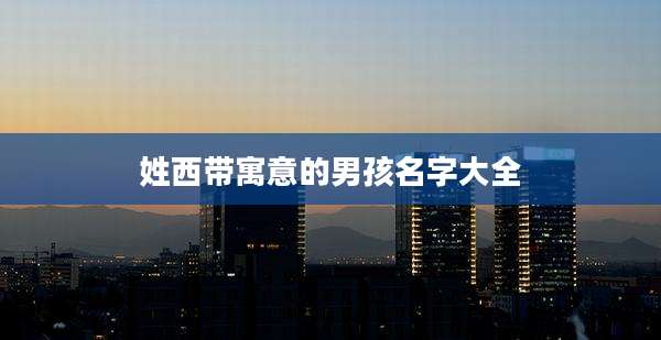 姓西带寓意的男孩名字大全