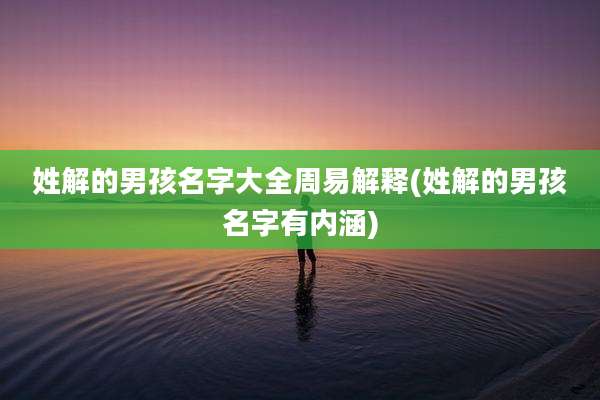 姓解的男孩名字大全周易解释(姓解的男孩名字有内涵)