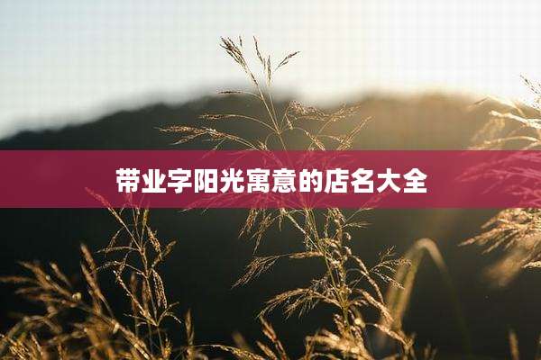 带业字阳光寓意的店名大全