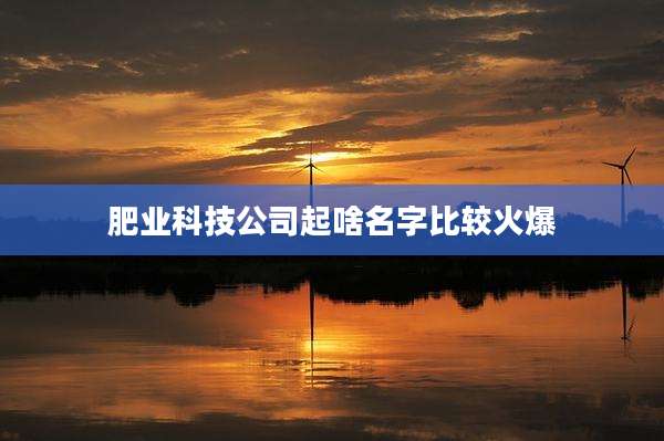 肥业科技公司起啥名字比较火爆