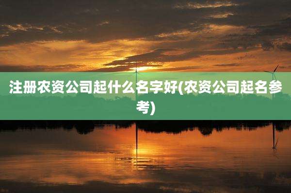 注册农资公司起什么名字好(农资公司起名参考)