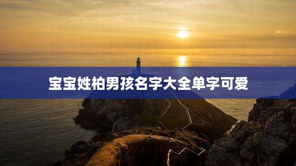 宝宝姓柏男孩名字大全单字可爱