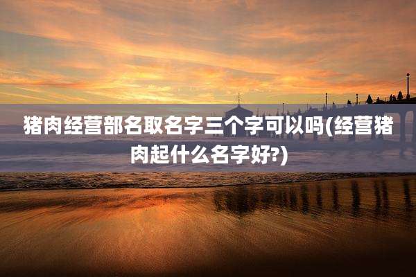 猪肉经营部名取名字三个字可以吗(经营猪肉起什么名字好?)