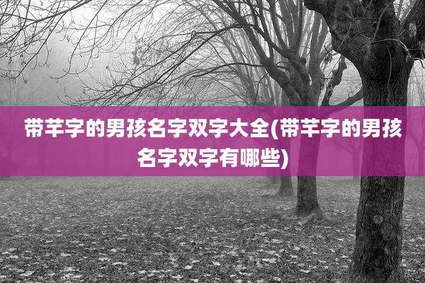 带芊字的男孩名字双字大全(带芊字的男孩名字双字有哪些)