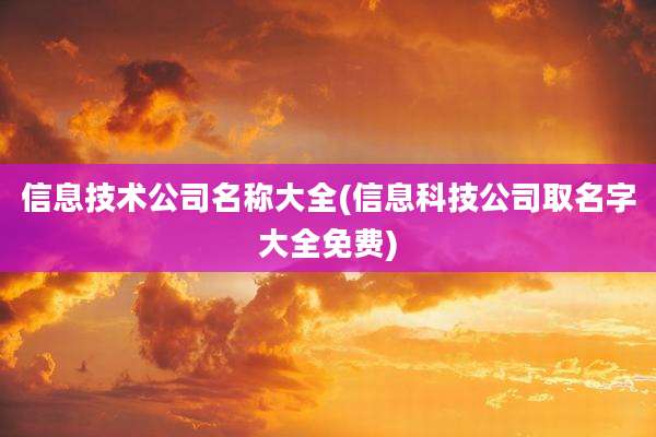 信息技术公司名称大全(信息科技公司取名字大全免费)