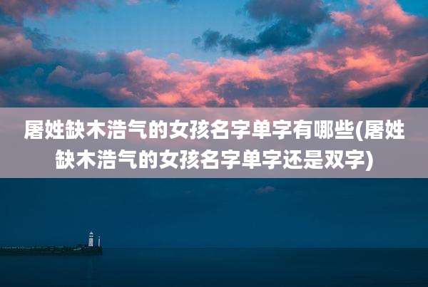 屠姓缺木浩气的女孩名字单字有哪些(屠姓缺木浩气的女孩名字单字还是双字)