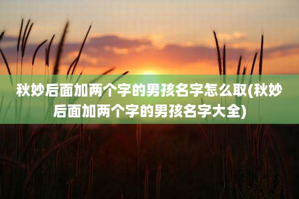 秋妙后面加两个字的男孩名字怎么取(秋妙后面加两个字的男孩名字大全)