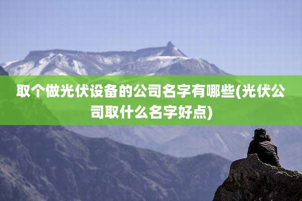 取个做光伏设备的公司名字有哪些(光伏公司取什么名字好点)