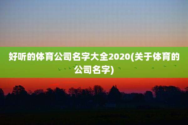 好听的体育公司名字大全2020(关于体育的公司名字)