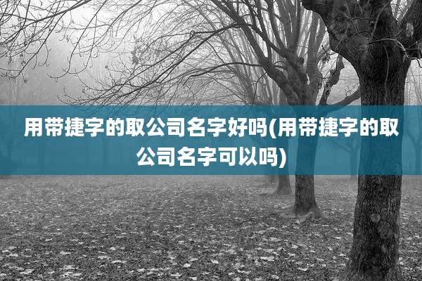 用带捷字的取公司名字好吗(用带捷字的取公司名字可以吗)