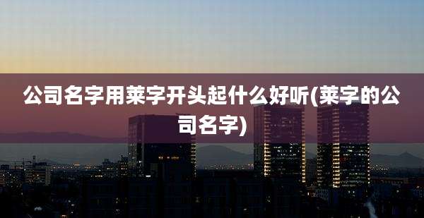 公司名字用莱字开头起什么好听(莱字的公司名字)