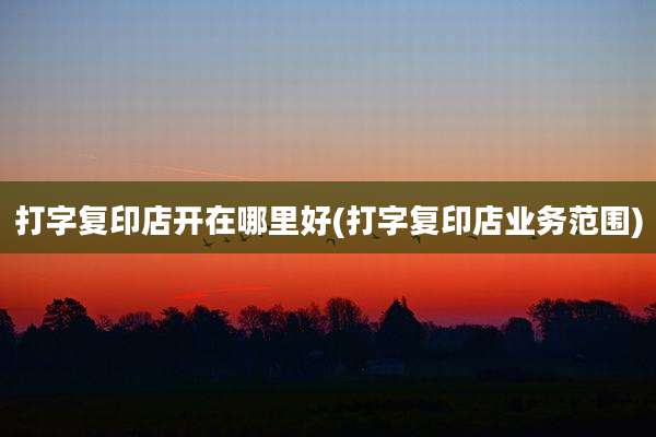 打字复印店开在哪里好(打字复印店业务范围)