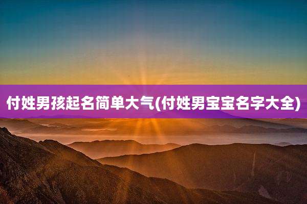 付姓男孩起名简单大气(付姓男宝宝名字大全)