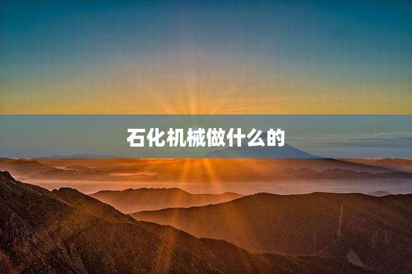 石化机械做什么的