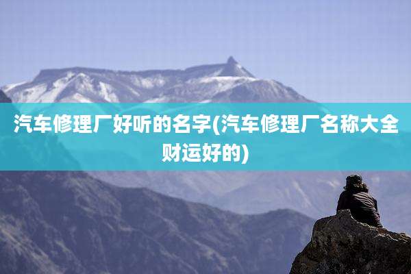 汽车修理厂好听的名字(汽车修理厂名称大全财运好的)