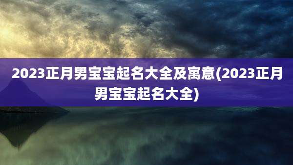 2023正月男宝宝起名大全及寓意(2023正月男宝宝起名大全)