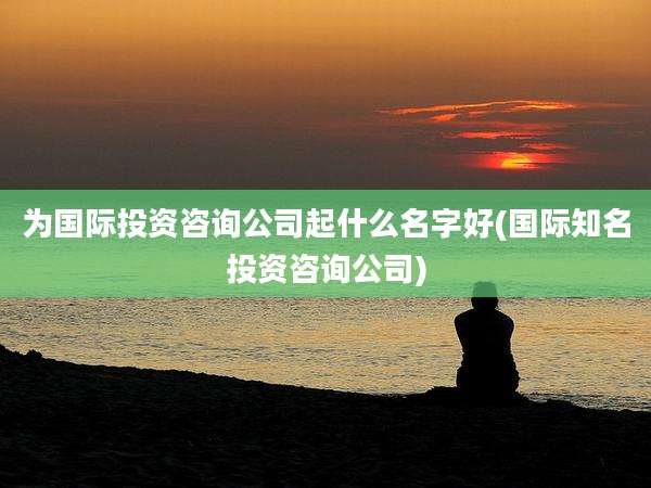 为国际投资咨询公司起什么名字好(国际知名投资咨询公司)