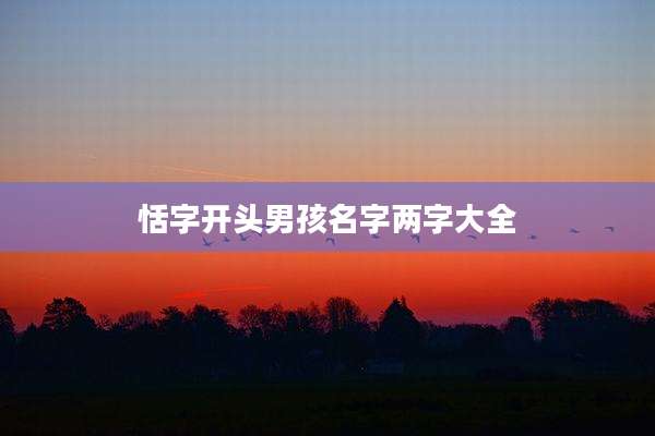 恬字开头男孩名字两字大全
