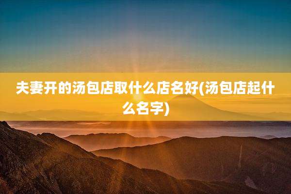 夫妻开的汤包店取什么店名好(汤包店起什么名字)