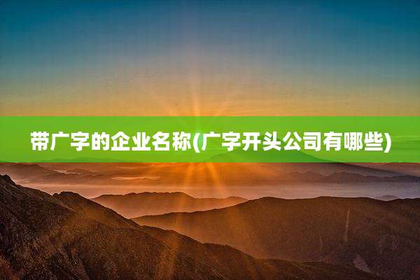 带广字的企业名称(广字开头公司有哪些)