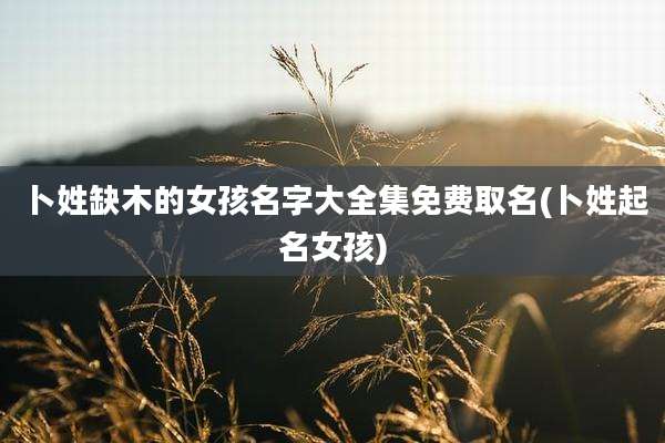 卜姓缺木的女孩名字大全集免费取名(卜姓起名女孩)