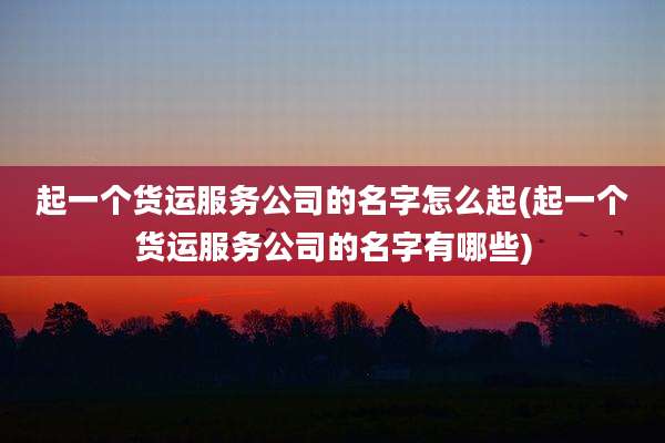 起一个货运服务公司的名字怎么起(起一个货运服务公司的名字有哪些)