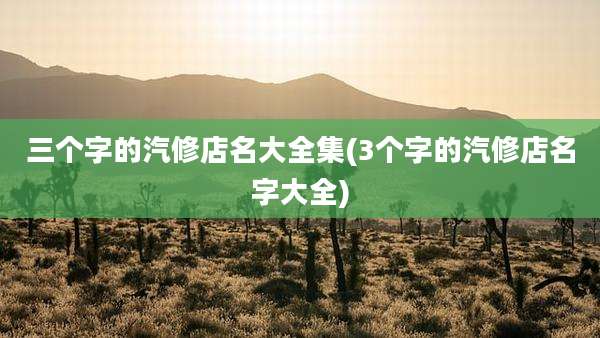 三个字的汽修店名大全集(3个字的汽修店名字大全)
