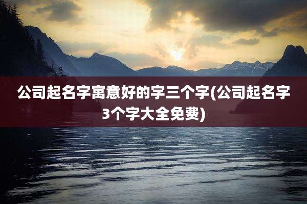 公司起名字寓意好的字三个字(公司起名字3个字大全免费)