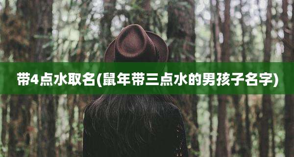 带4点水取名(鼠年带三点水的男孩子名字)