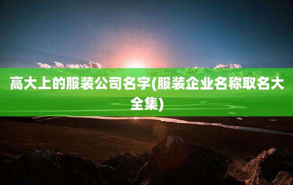 高大上的服装公司名字(服装企业名称取名大全集)