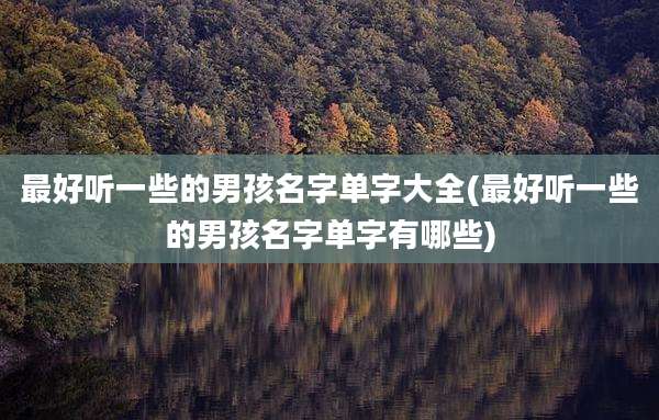 最好听一些的男孩名字单字大全(最好听一些的男孩名字单字有哪些)