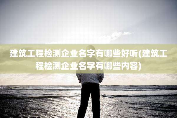 建筑工程检测企业名字有哪些好听(建筑工程检测企业名字有哪些内容)