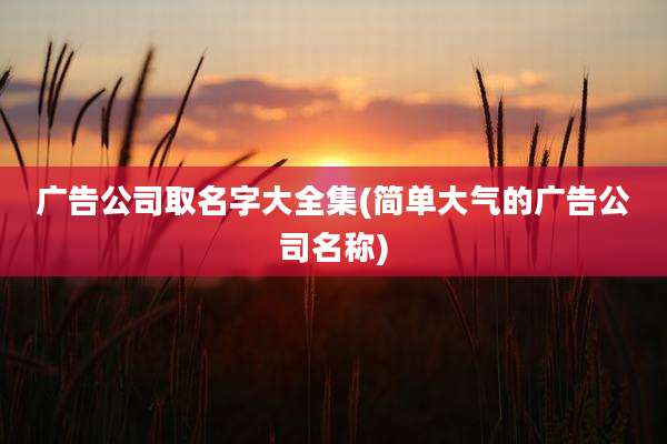 广告公司取名字大全集(简单大气的广告公司名称)