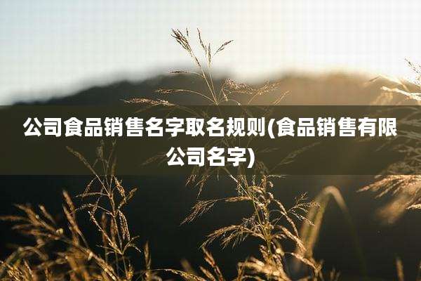 公司食品销售名字取名规则(食品销售有限公司名字)