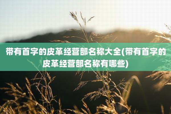 带有首字的皮革经营部名称大全(带有首字的皮革经营部名称有哪些)
