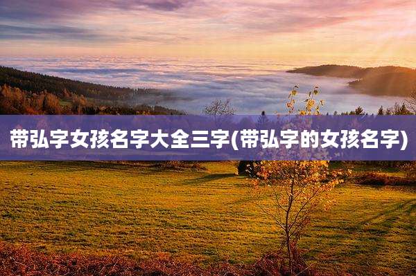 带弘字女孩名字大全三字(带弘字的女孩名字)