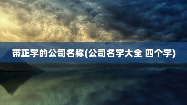 带正字的公司名称(公司名字大全 四个字)