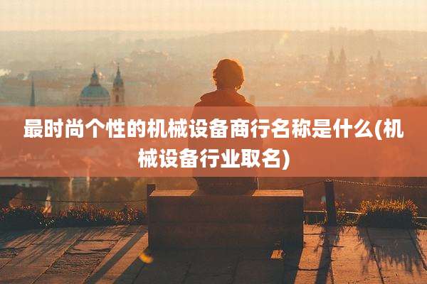 最时尚个性的机械设备商行名称是什么(机械设备行业取名)